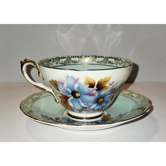 Royal Sutherland Bone China Cup & Saucer Set Floral Design Gold Trim Made In Eng - Picture 5 of 10